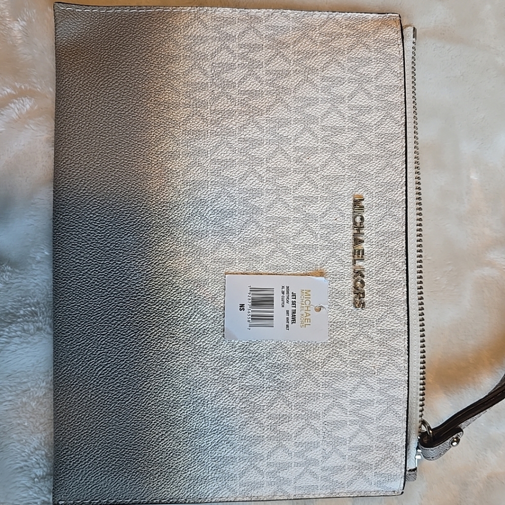 Michael Kors Jet Set Travel ,XL Zip Clutch, BRT WHT MLT
